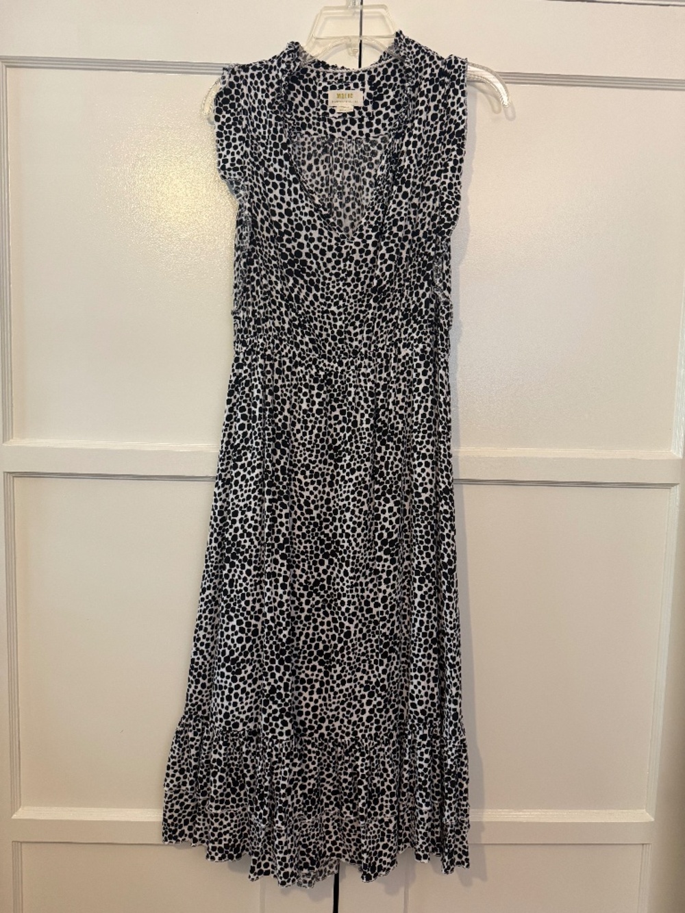 Meave by Anthropologie Black and White Ruby Ruffled Midi Dress Size Medium